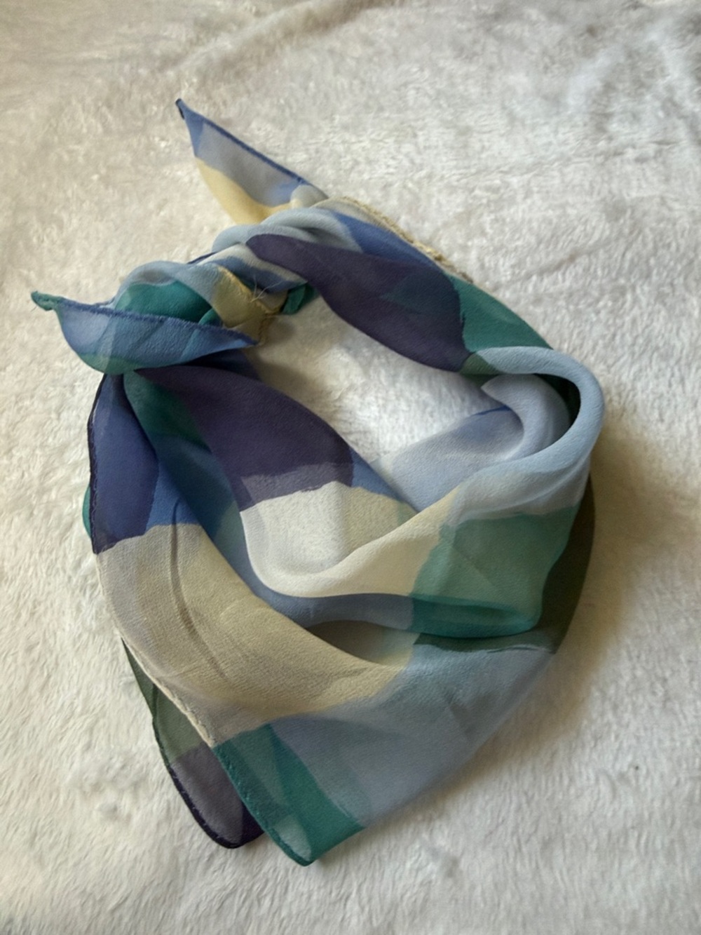 Pastel Patchwork Plush Throw Blanket - Blue, Green, Gray, Cream